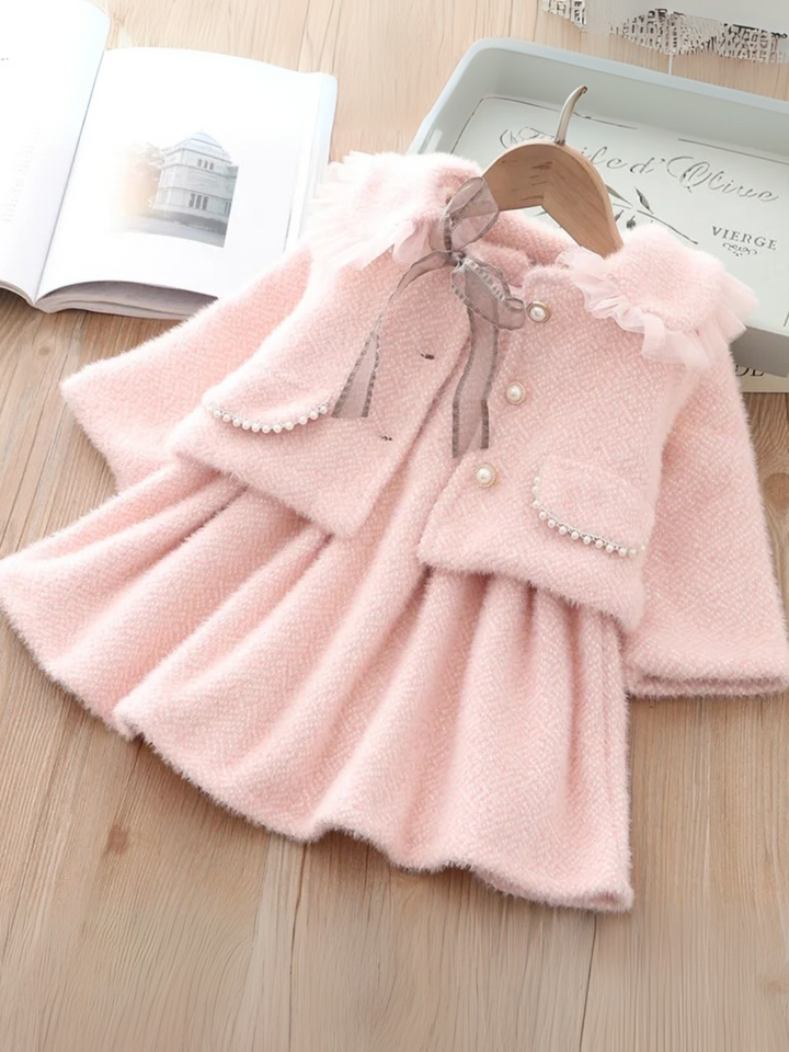 Blush Tweed Pearl Trim Coat & Tank Dress Set