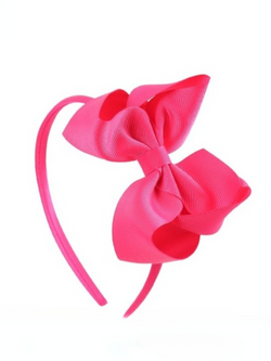 Girls Pink Ribbon Bow Headband