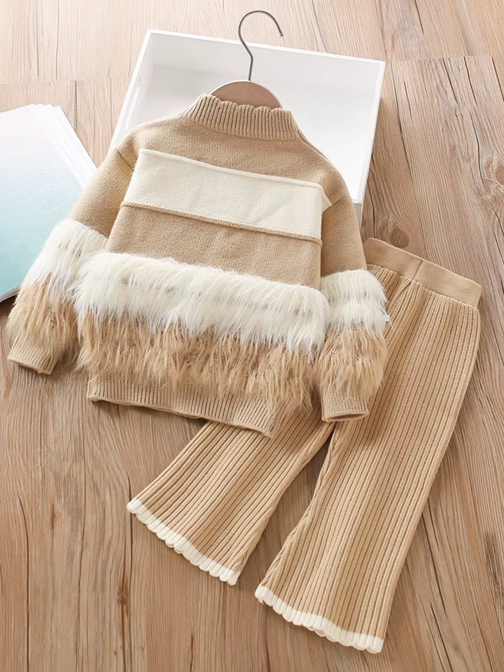 Striped Cozy Knit Sweater and Flare Pant Set