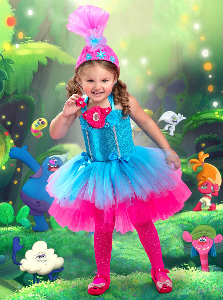 Kids Halloween Costume | Trolls Dazzle Tutu Dress | Mia Belle Girls