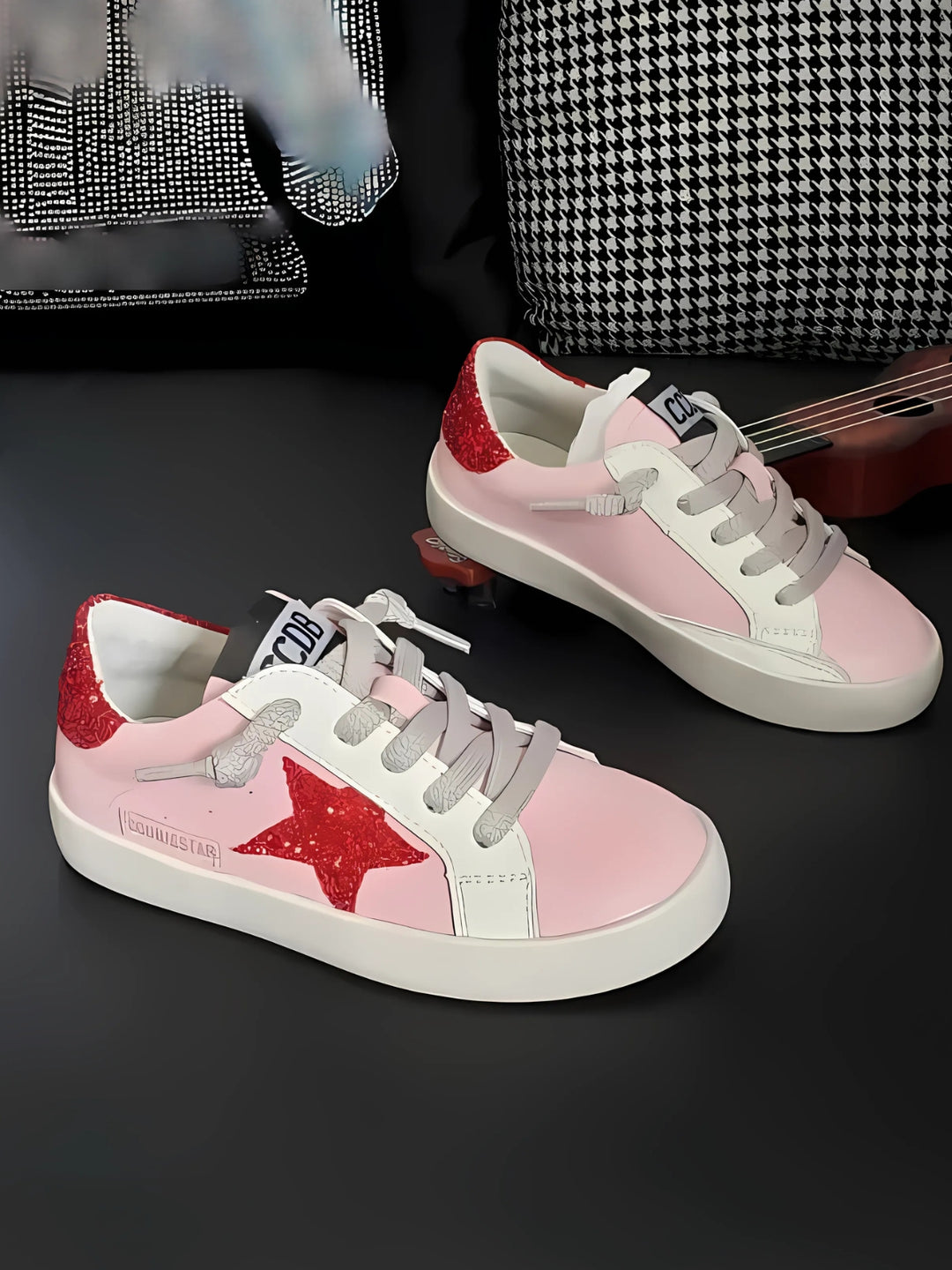 Retro Red Glitter Star Sneakers by Liv and Mia