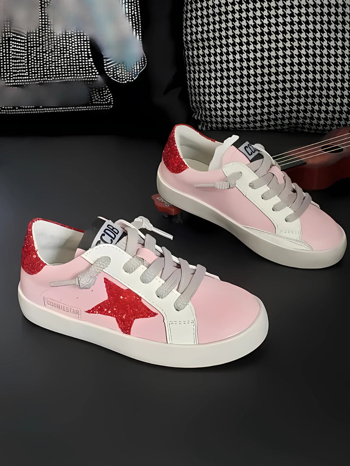 Retro Red Glitter Star Sneakers by Liv and Mia