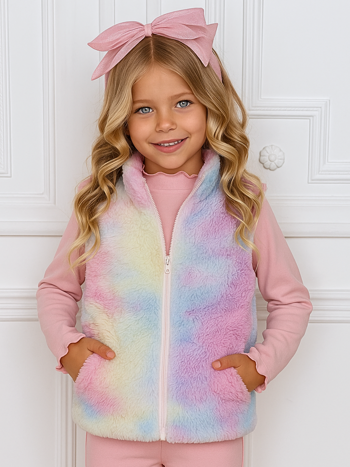 Cozy Winter Unicorn Tie Dye Sherpa Vest