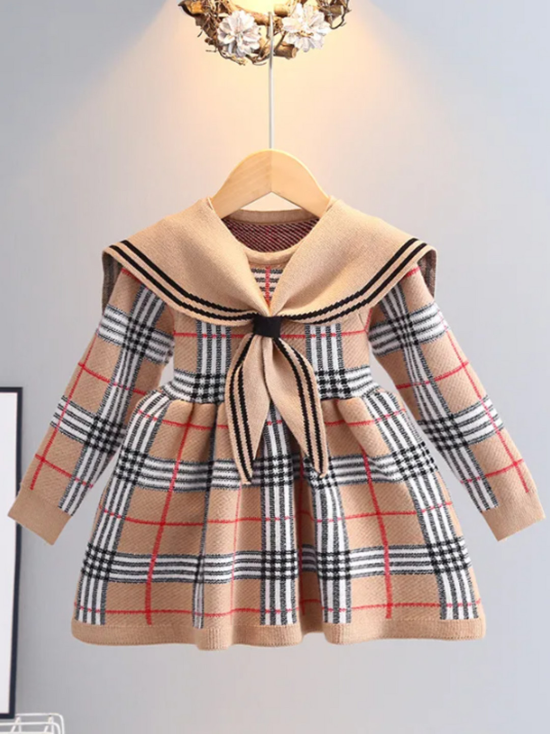 Adorable Plaid Sailor Collar Dress