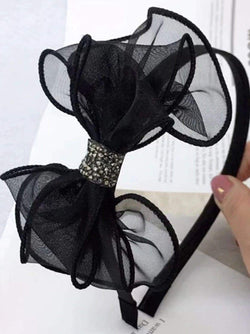 Lovely Girl Black Tulle Bow Headband