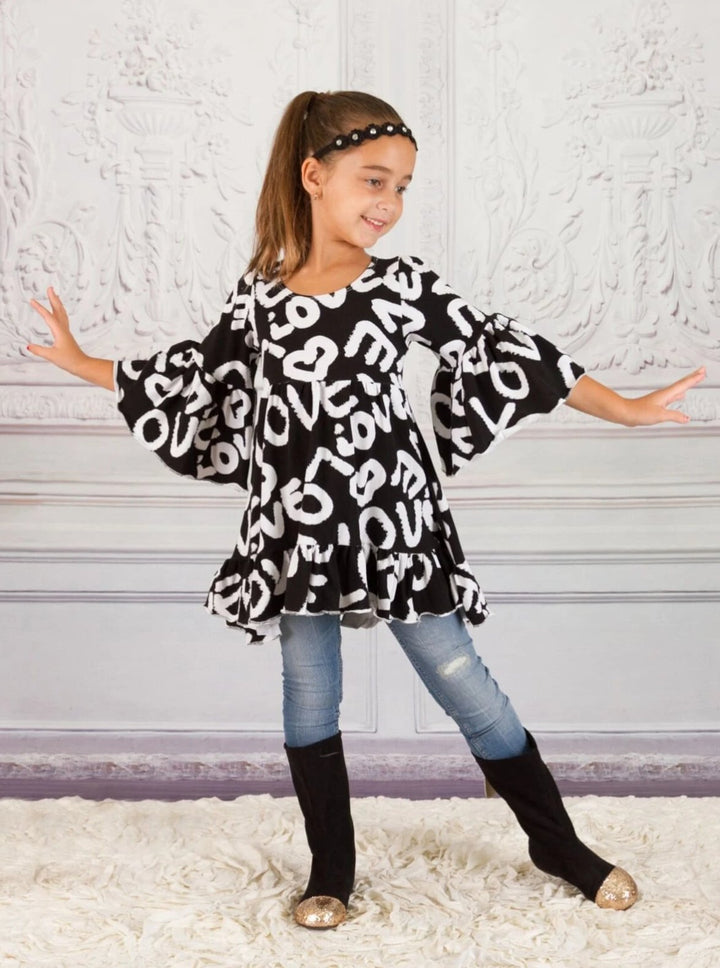 Girls Hi-Lo Boho Sleeve Ruffled Tunic - Girls Fall Top