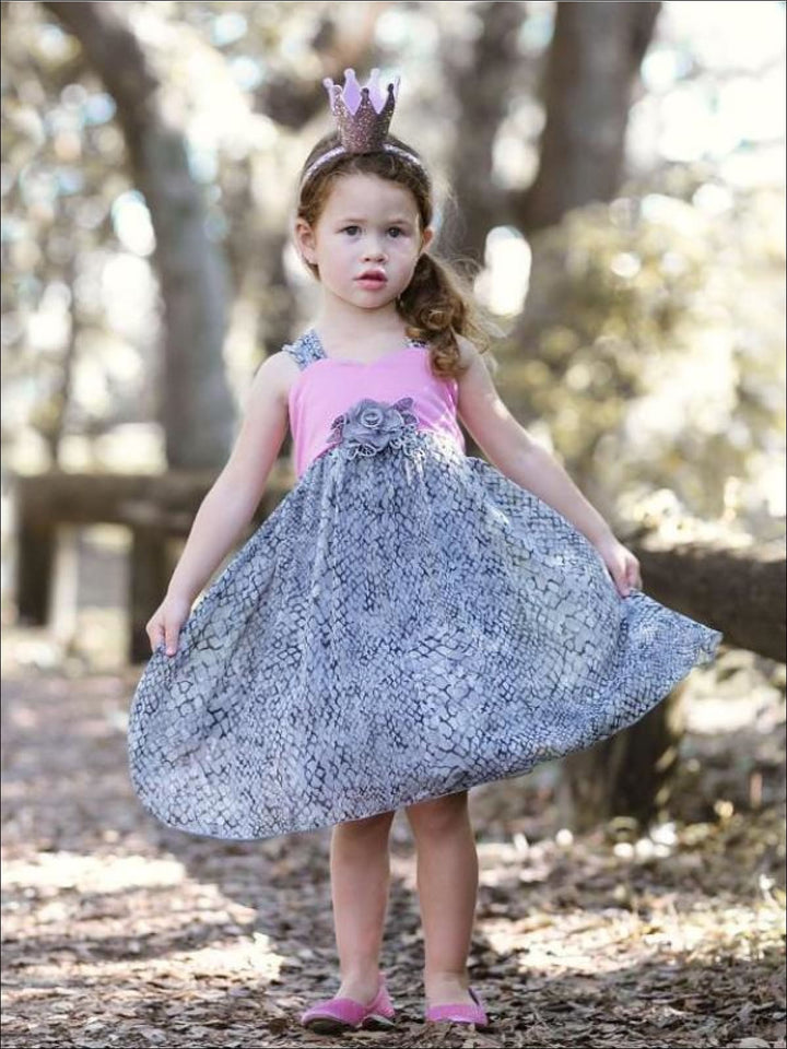 Girls Pink & Silver Empire Waist Halter Party Dress - Fall Low Stock