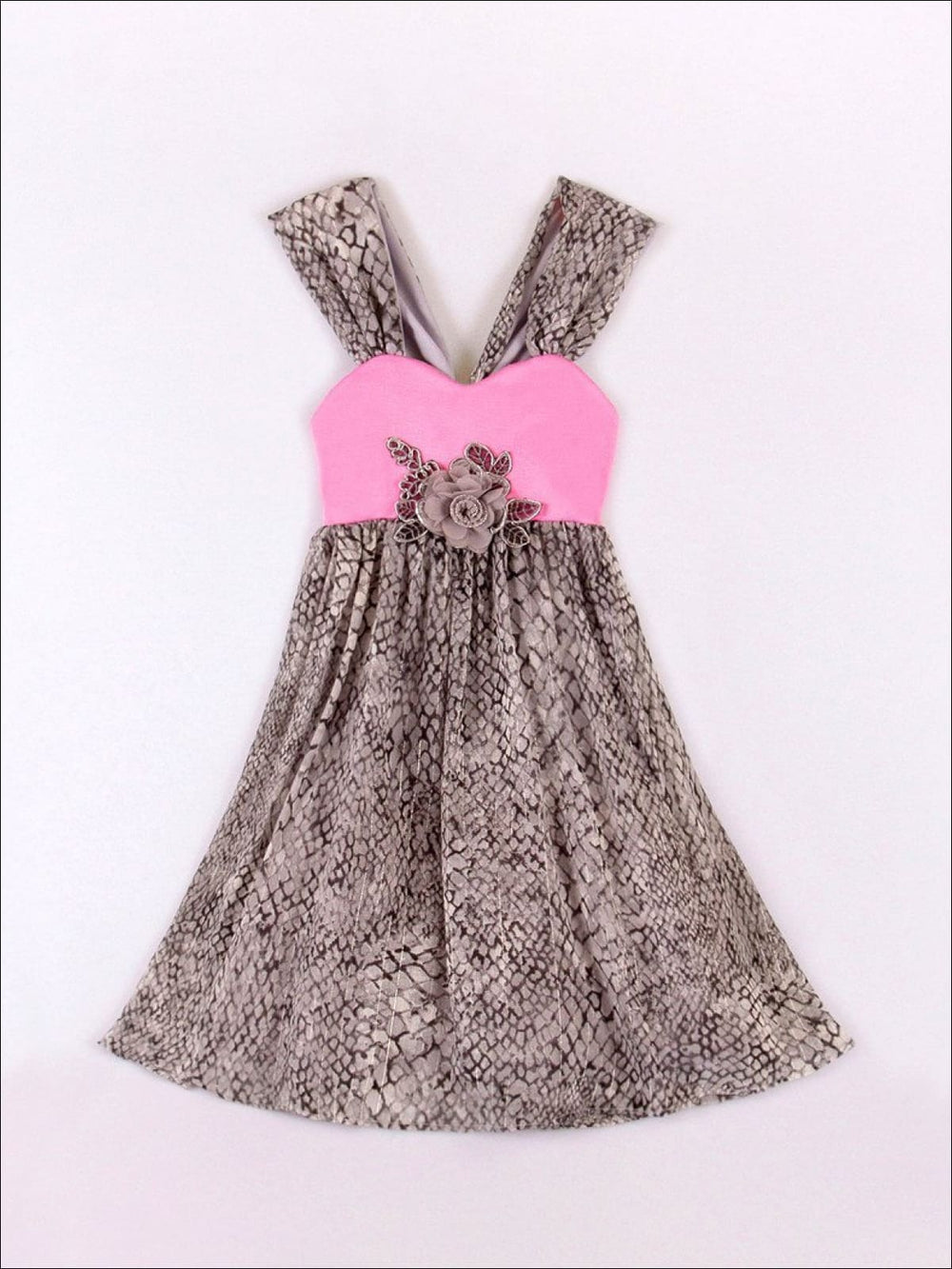 Girls Pink & Silver Empire Waist Halter Party Dress - Fall Low Stock