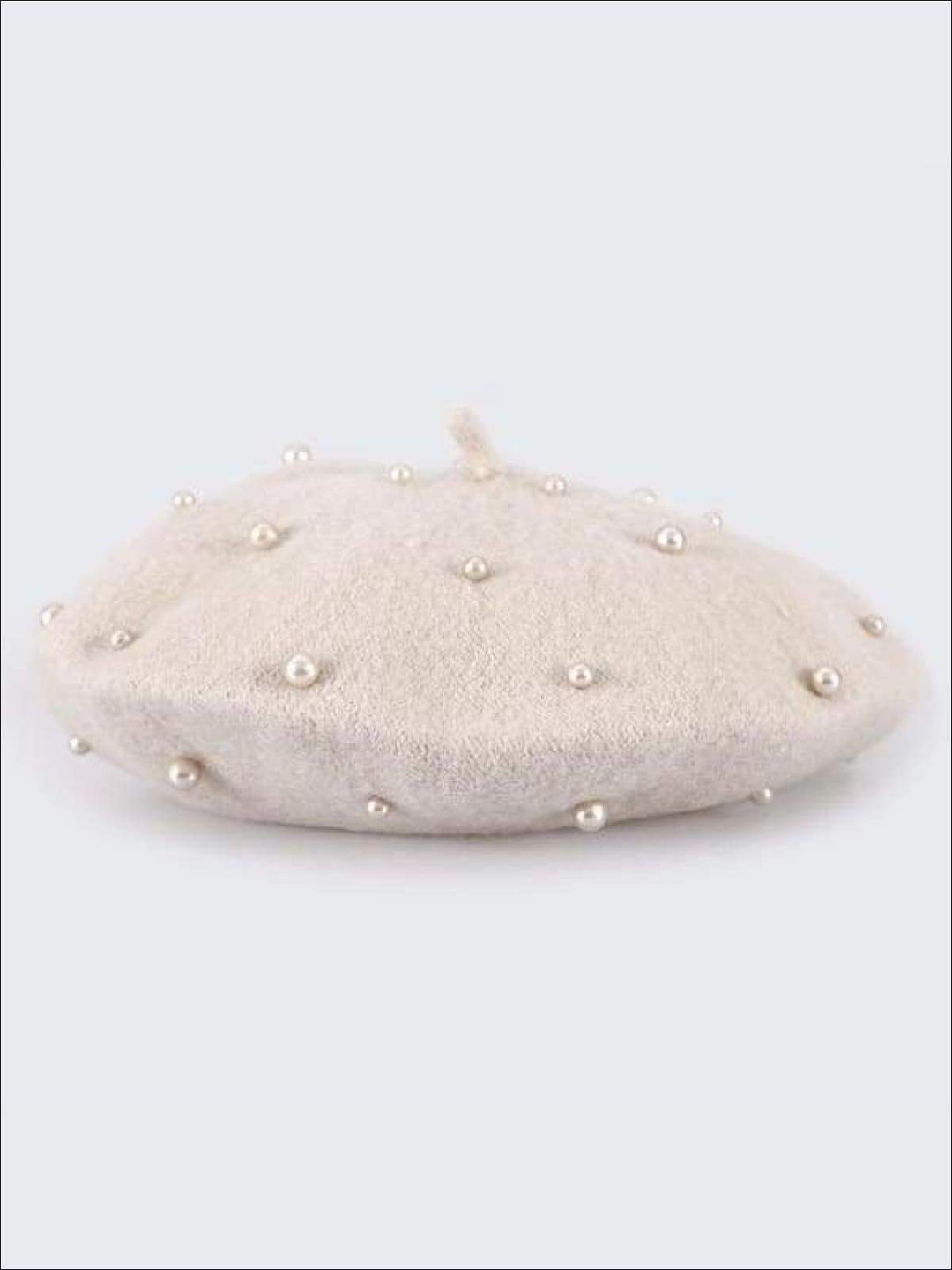 Girls Preppy Pearl Beret ( 9 color options) - Beige / One - Girls Beret