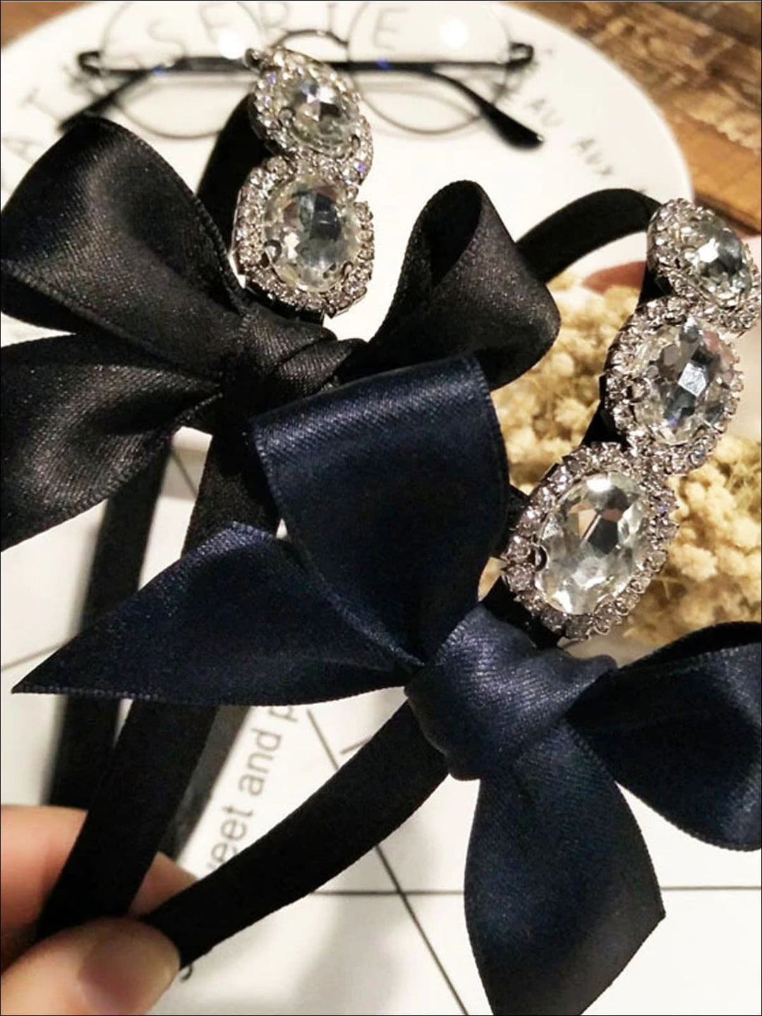 Girls Rhinestone Ribbon Hairband - Hair Accessories