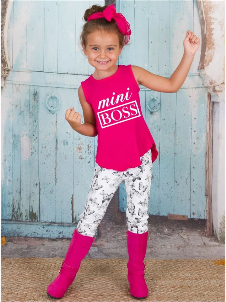 Kids Cute Tops | Little Girls Mini Boss Graphic Hi-Lo Tank Top