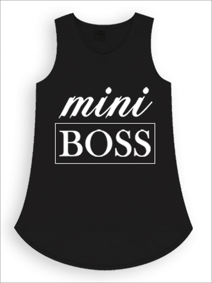 Kids Cute Tops | Little Girls Mini Boss Graphic Hi-Lo Tank Top