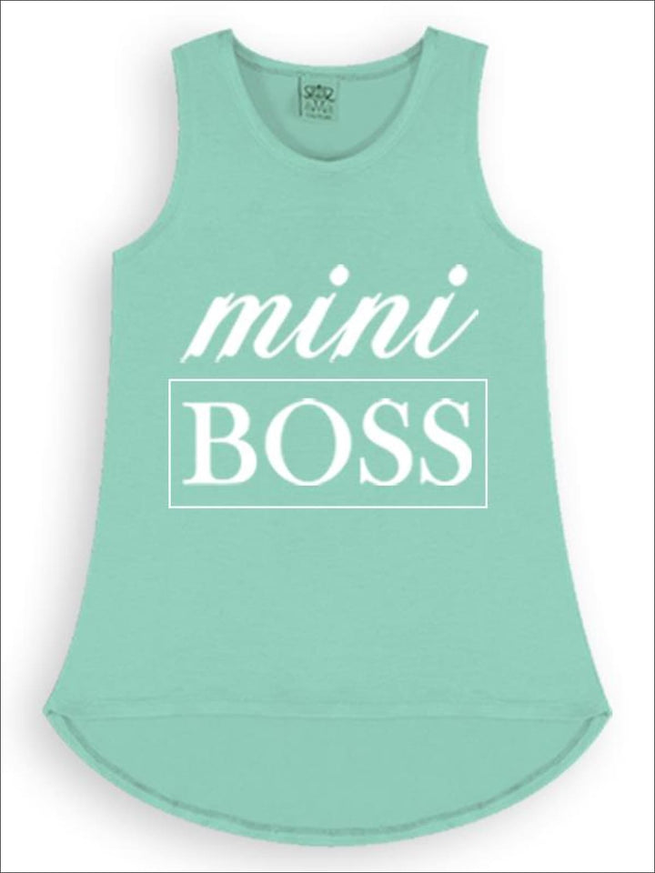 Kids Cute Tops | Little Girls Mini Boss Graphic Hi-Lo Tank Top
