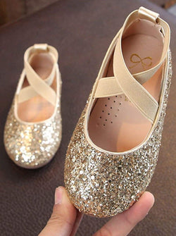 Sparkly Golden Glitter Ballet Flats By Liv and Mia