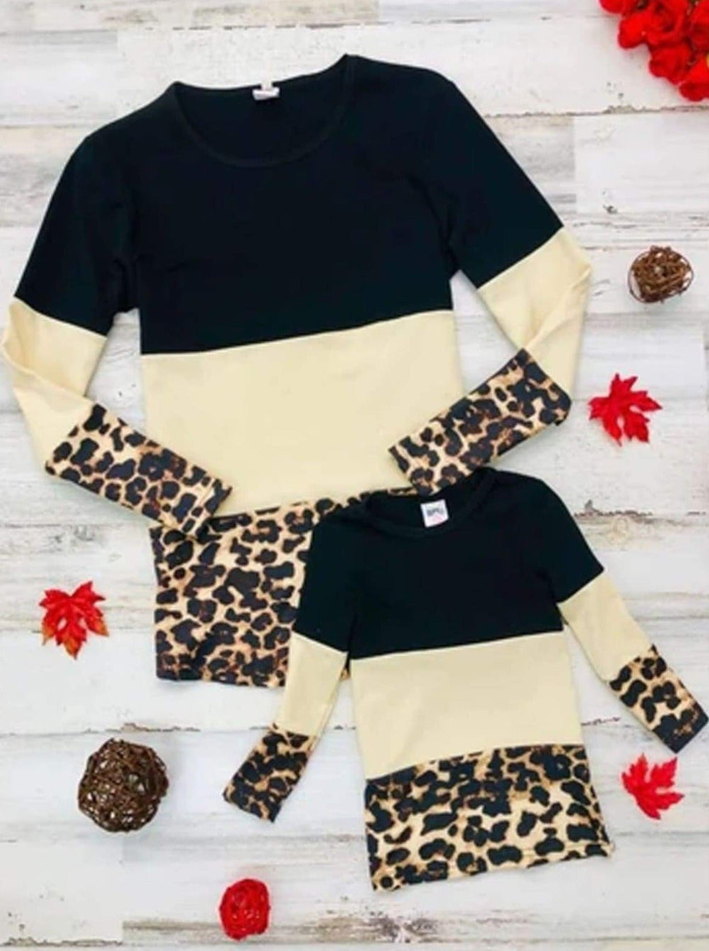 Mommy and Me Matching Tops | Leopard Print Colorblock Tops | Girls Clothes
