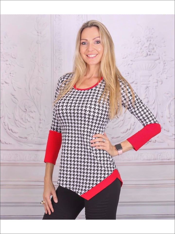 Mommy & Me Black & Red Houndstooth Matching Asymmetric Tunic - Mommy & Me Top