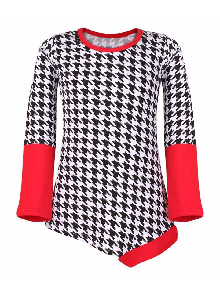 Mommy & Me Black & Red Houndstooth Matching Asymmetric Tunic - Mommy & Me Top